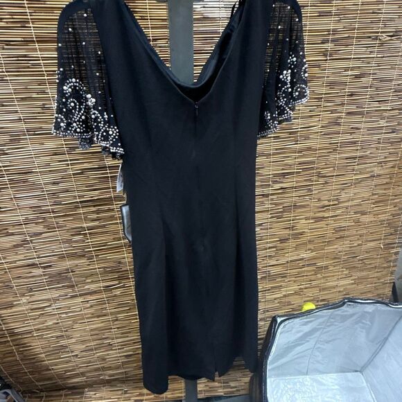 Betsy & Adam Mesh-Sleeve Sheath Dress Size 14 - Picture 2 of 2